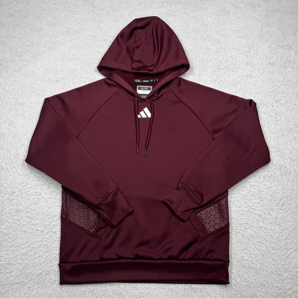 Adidas Originals Trefoil Fleece Hoodie Sweatshirt Burgundy Maroon Men's Size S
